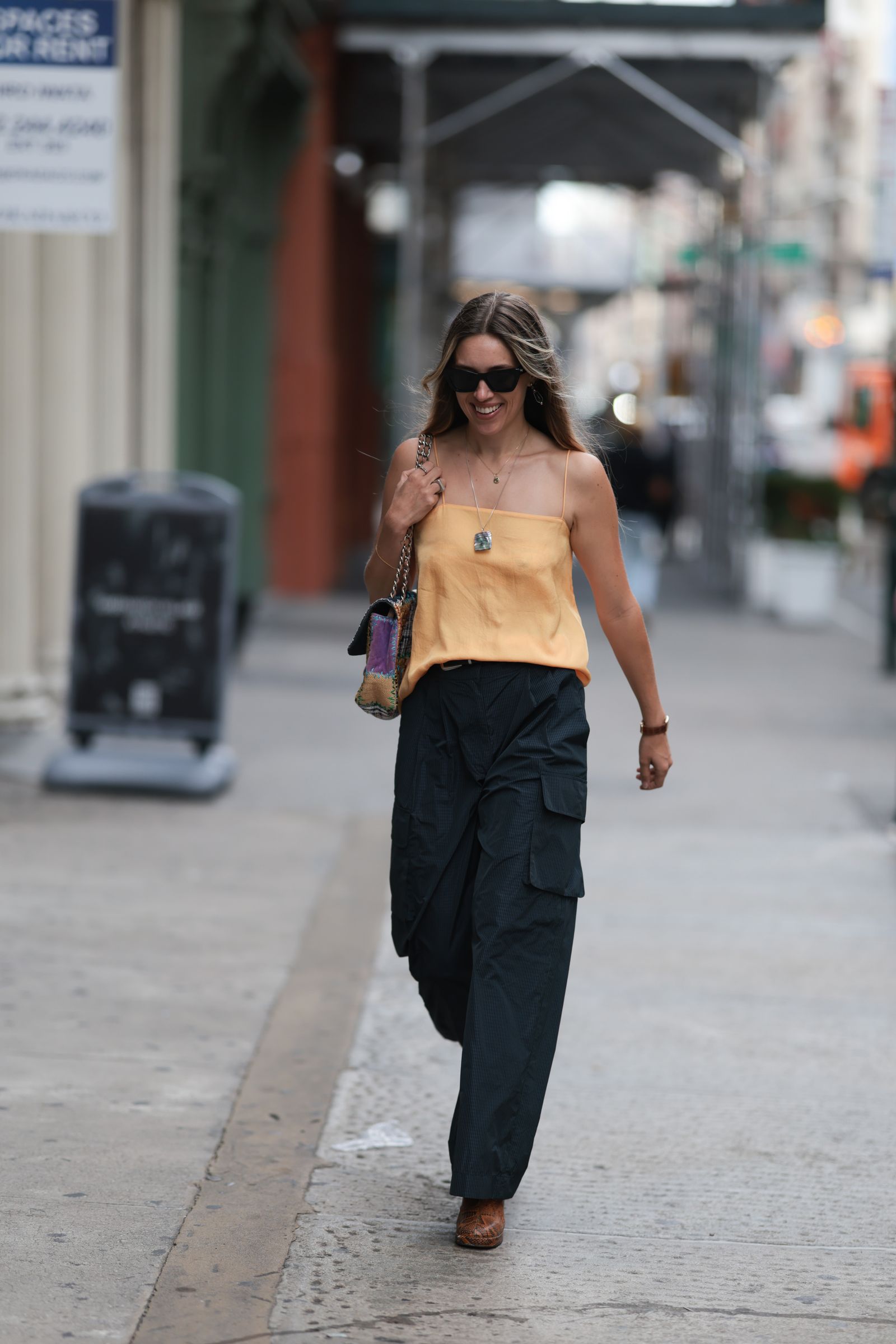 Relaxed Vibes: Dark Grey Cargos with an Orange Camisole Relaxed Vibes: Dark Grey Cargos with an Orange Camisole — Cargo Pants