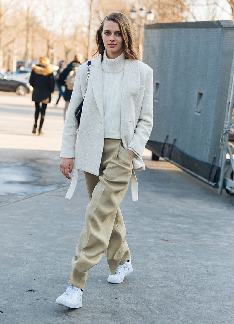 Smart Casual: Air Force 1s with Wide-Leg Trousers and a Textured Blazer — Air Force 1 Outfits