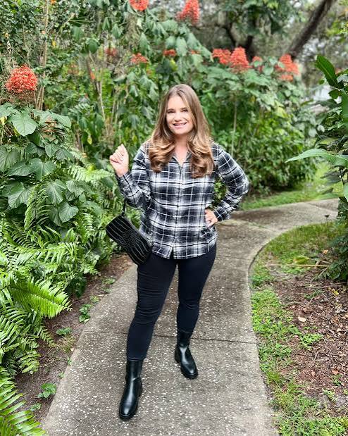 Monochromatic Black and White Plaid Flannel with Skinny Jeans — Flannel Outfits