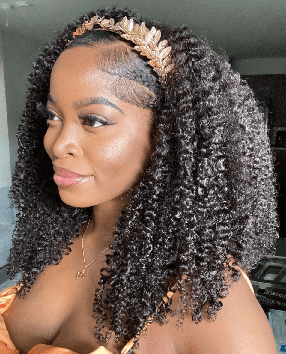 Collarbone Length Coily Curls with Headband Collarbone Length Coily Curls with Headband — 4B Hairstyles