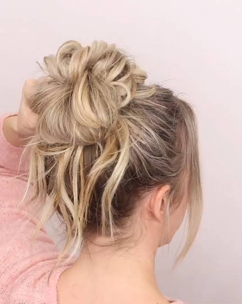 Blonde Textured Updo with Falling Pieces Blonde Textured Updo with Falling Pieces — Messy Updo