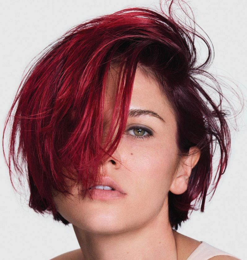 Vibrant Red Bixie With Full Fringe Vibrant Red Bixie With Full Fringe — Bixie Haircut