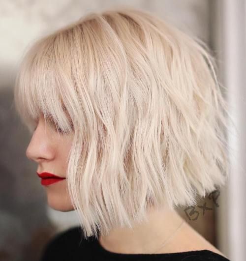 Platinum Bob With Fine Wavy Texture — Choppy Bob
