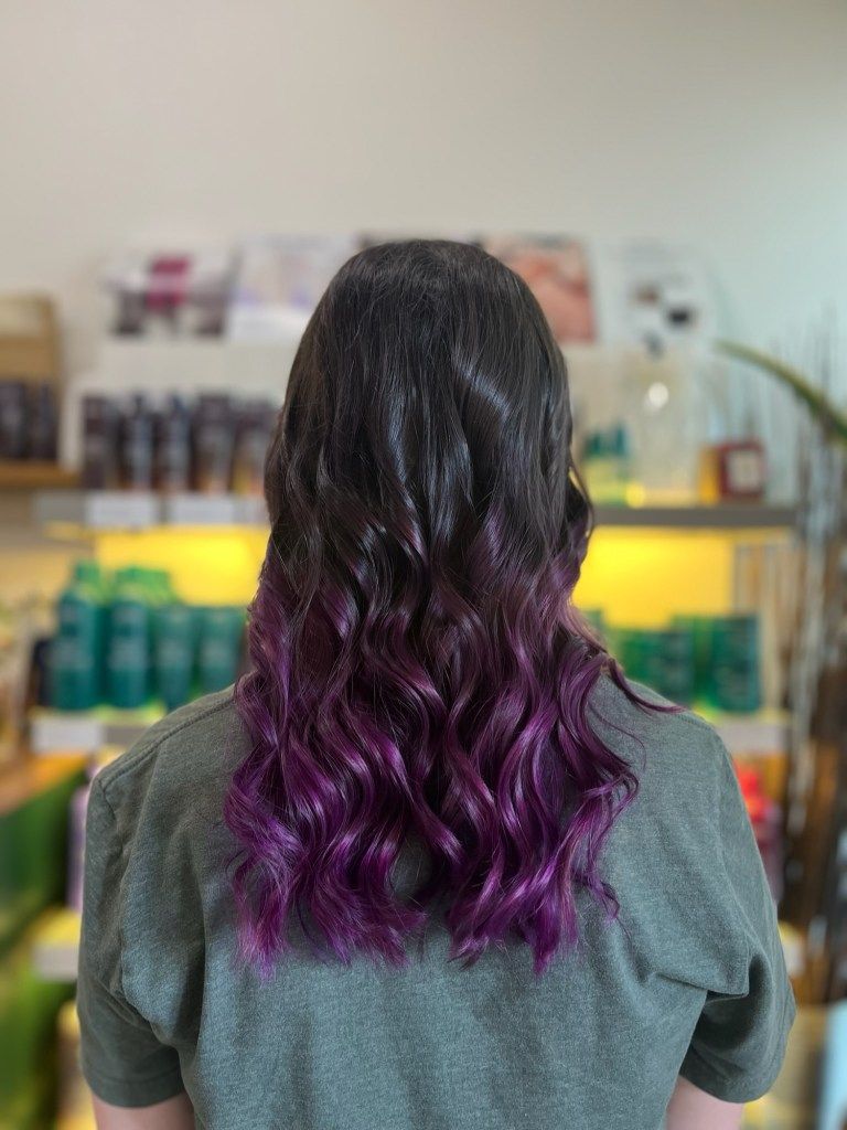 Dark Brown With Vibrant Purple Ombre Dark Brown With Vibrant Purple Ombre — Low Maintenance Hair Color