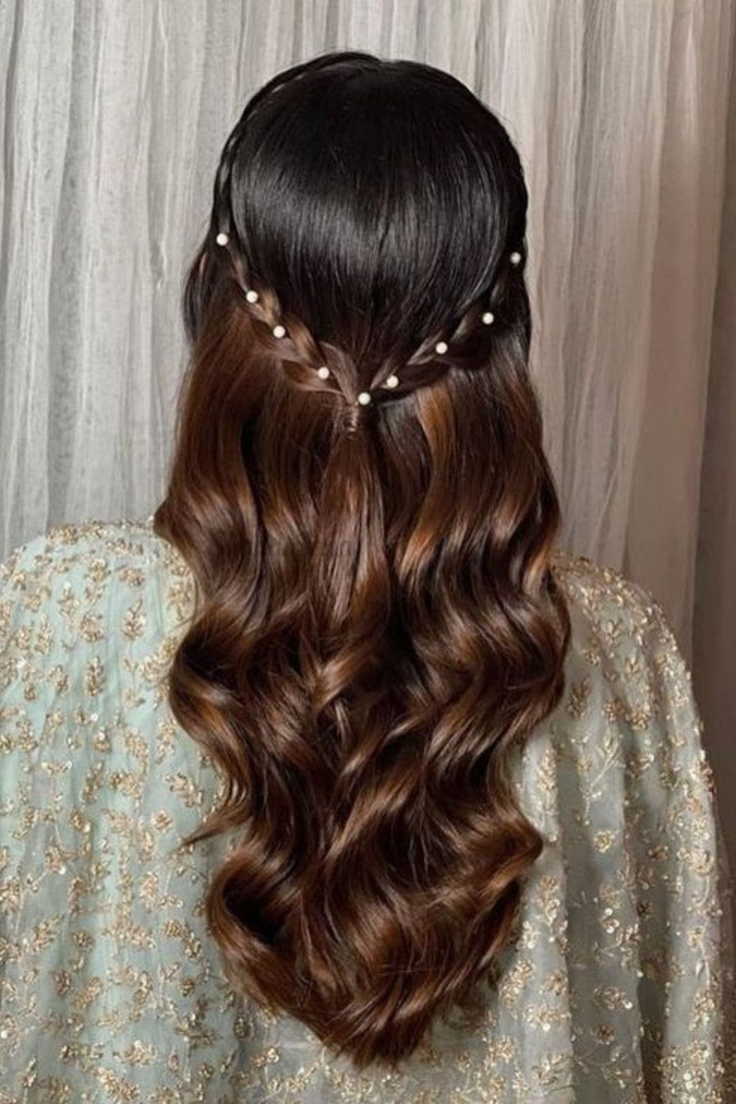 Loose Waves With Braids And Pearls Loose Waves With Braids And Pearls — Wedding Hairstyles for Thin Hair