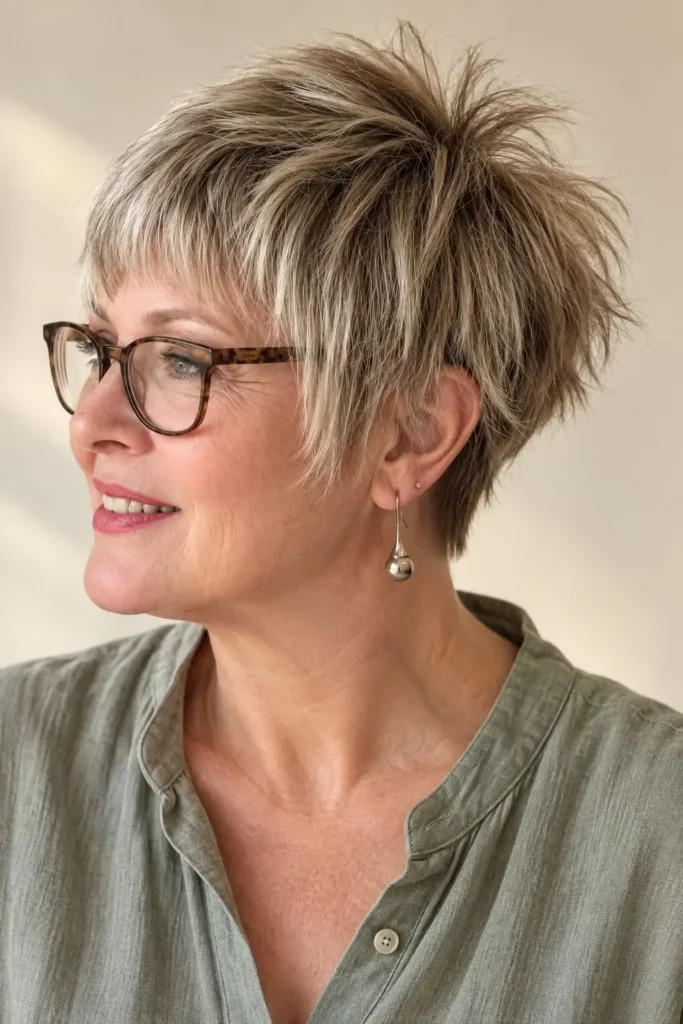 Choppy Ash Blonde Pixie Choppy Ash Blonde Pixie — Haircuts for Women Over 60 with Glasses