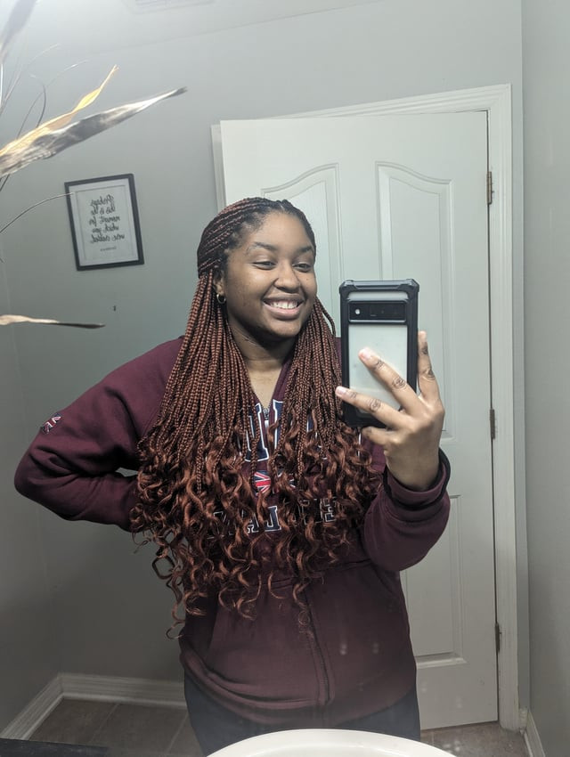 Mid-Back Box Braids With Loose Curls And Ginger Hue Mid-Back Box Braids With Loose Curls And Ginger Hue — Ginger Braids