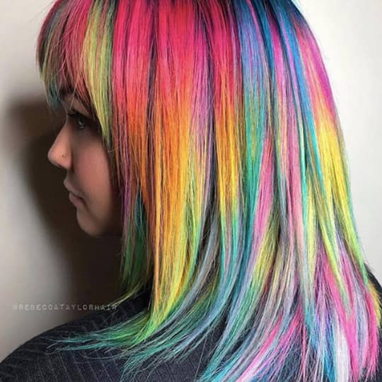 Long Bob With Full Spectrum Vertical Sections Long Bob With Full Spectrum Vertical Sections — Rainbow Hair