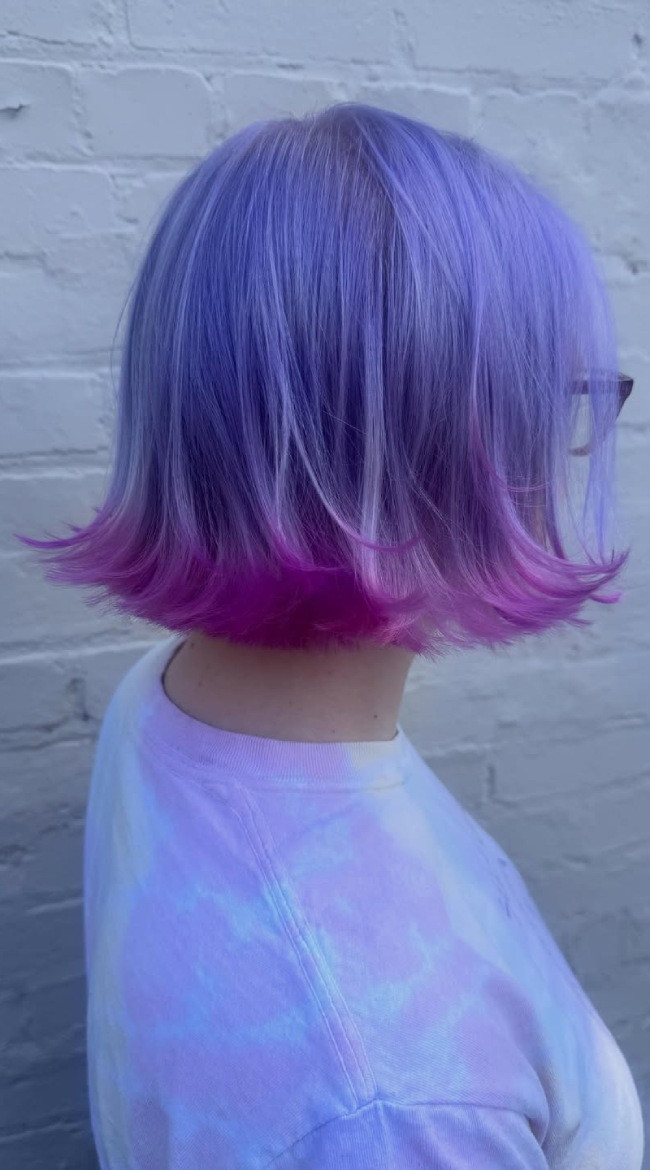 Chin Bob: Lavender Top, Magenta Ends Chin Bob: Lavender Top, Magenta Ends — Pastel Purple Hair