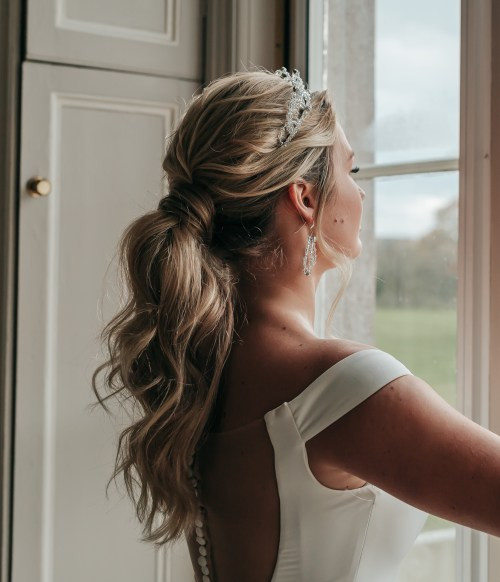 Low Ponytail With Sparkling Tiara — Bridal Hair Accessories