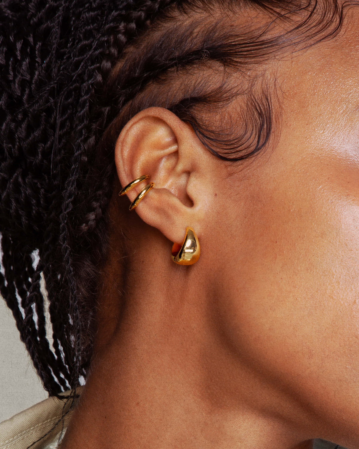 Minimalist Double Gold Ear Cuff with Large Hoop Minimalist Double Gold Ear Cuff with Large Hoop — Ear Cuffs