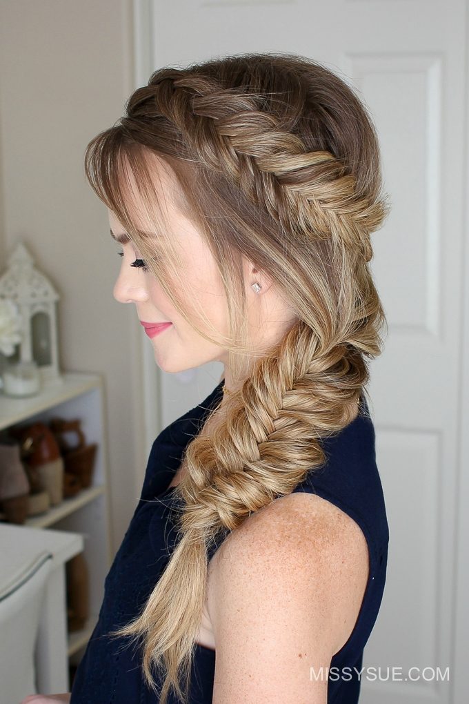 Mid-Back Intricate Ash Blonde Fishtail Braid — Side Braid