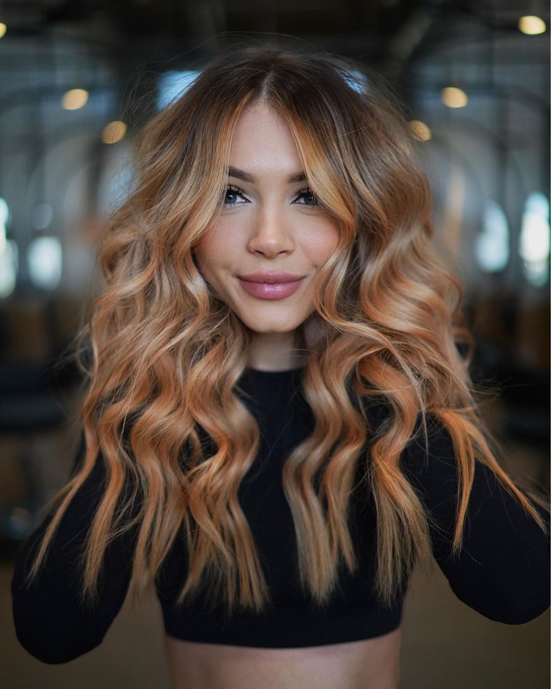 Warm Copper With Blonde Balayage Warm Copper With Blonde Balayage — Hair Color for Olive Skin