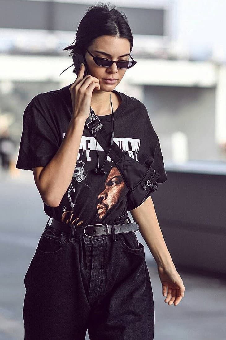 Edgy Essentials: Black Nylon Fanny Pack with Graphic Tee Edgy Essentials: Black Nylon Fanny Pack with Graphic Tee — Fanny Pack Outfits