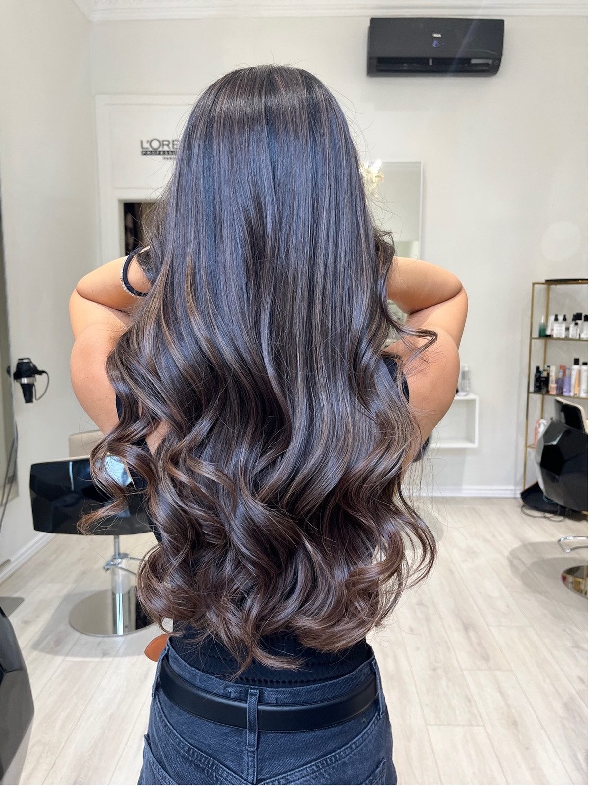 Seamless Dark Brown Balayage Back View Seamless Dark Brown Balayage Back View — Black Hair Balayage