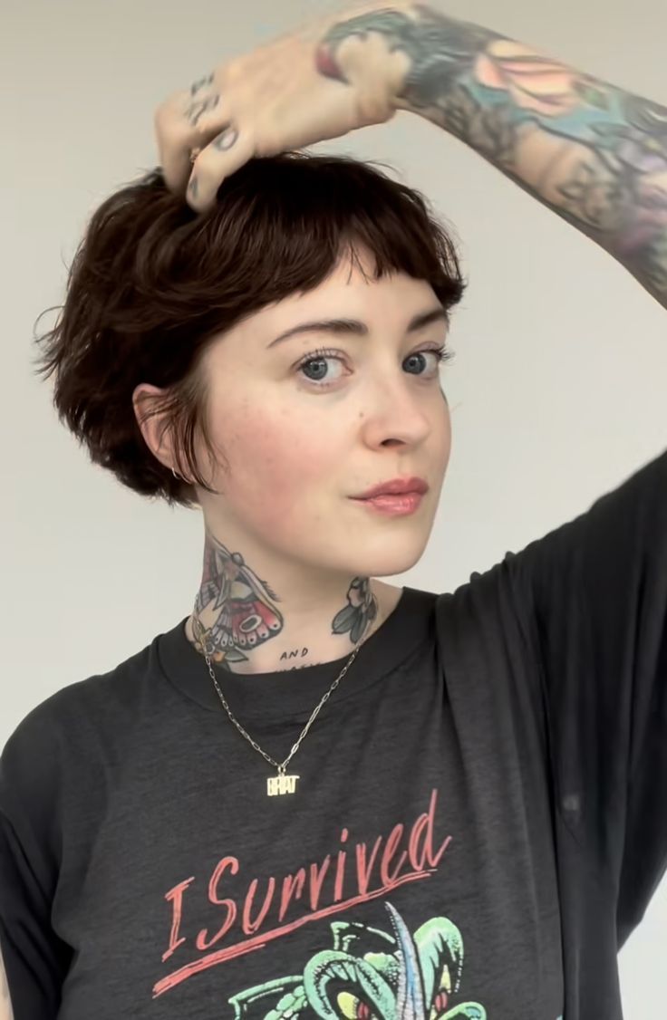 Ear Length Pixie Bob with Blunt Bangs