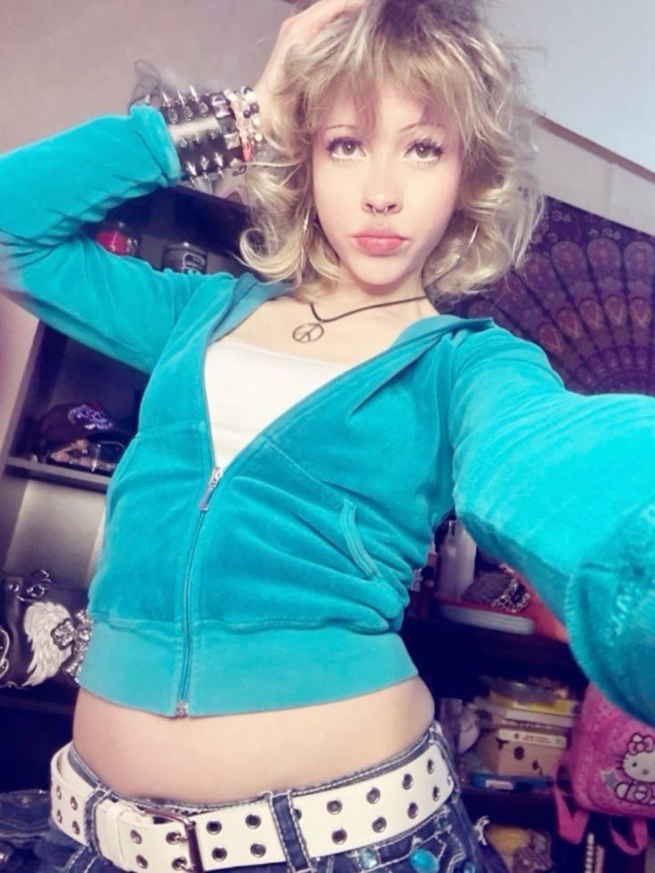 Teal Velour Hoodie: Casual Cool with Peace Sign Necklace Teal Velour Hoodie: Casual Cool with Peace Sign Necklace — McBling Outfits