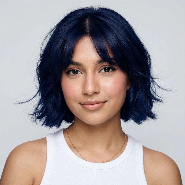 Royal Blue Bob With Full Bangs Royal Blue Bob With Full Bangs — Royal Blue Hair