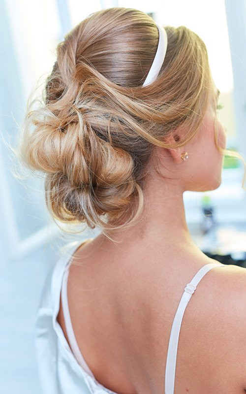 Elegant Updo With Ribbon Accent Elegant Updo With Ribbon Accent — Rehearsal Dinner Hairstyles