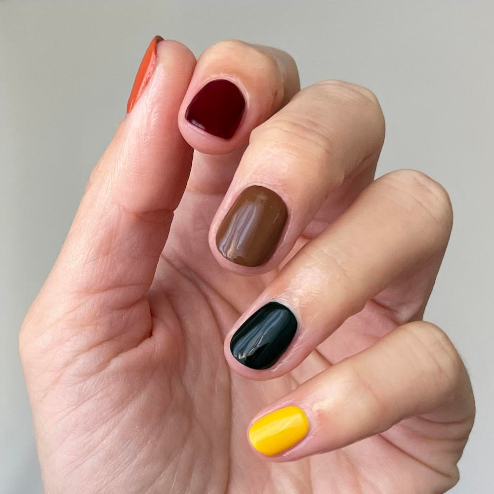Short Square Fall Color Nails Short Square Fall Color Nails — Skittle Nails
