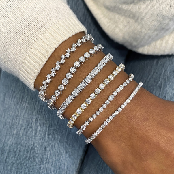 Casual Elegance: Tennis Bracelets with Denim Casual Elegance: Tennis Bracelets with Denim