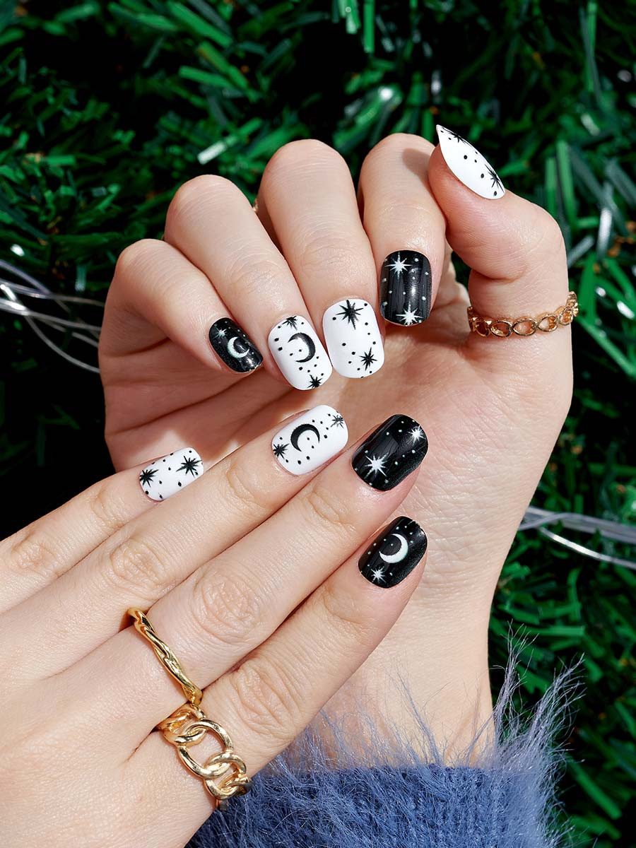 Gold Crescent Moon And Star Decals Visual Idea Gold Crescent Moon And Star Decals Visual Idea — Moon and Stars Nails