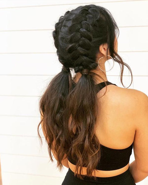 Dense Black Braids With Clean Parting — Two Braids