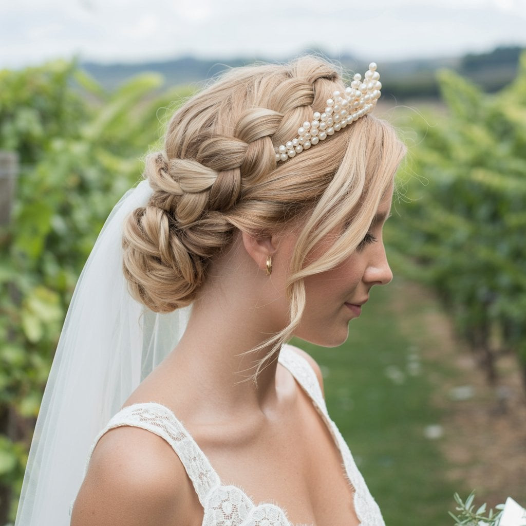 Classic Braided Updo with Pearls — Braids for Wedding