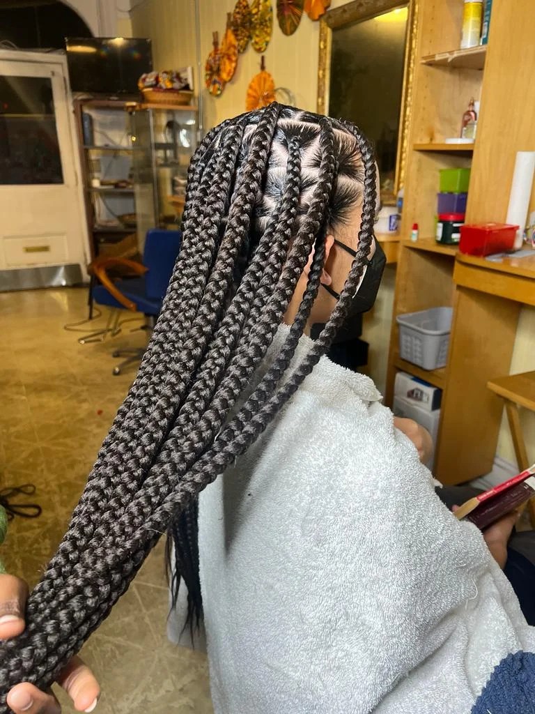 Waist-Length Dark Brown Box Braids