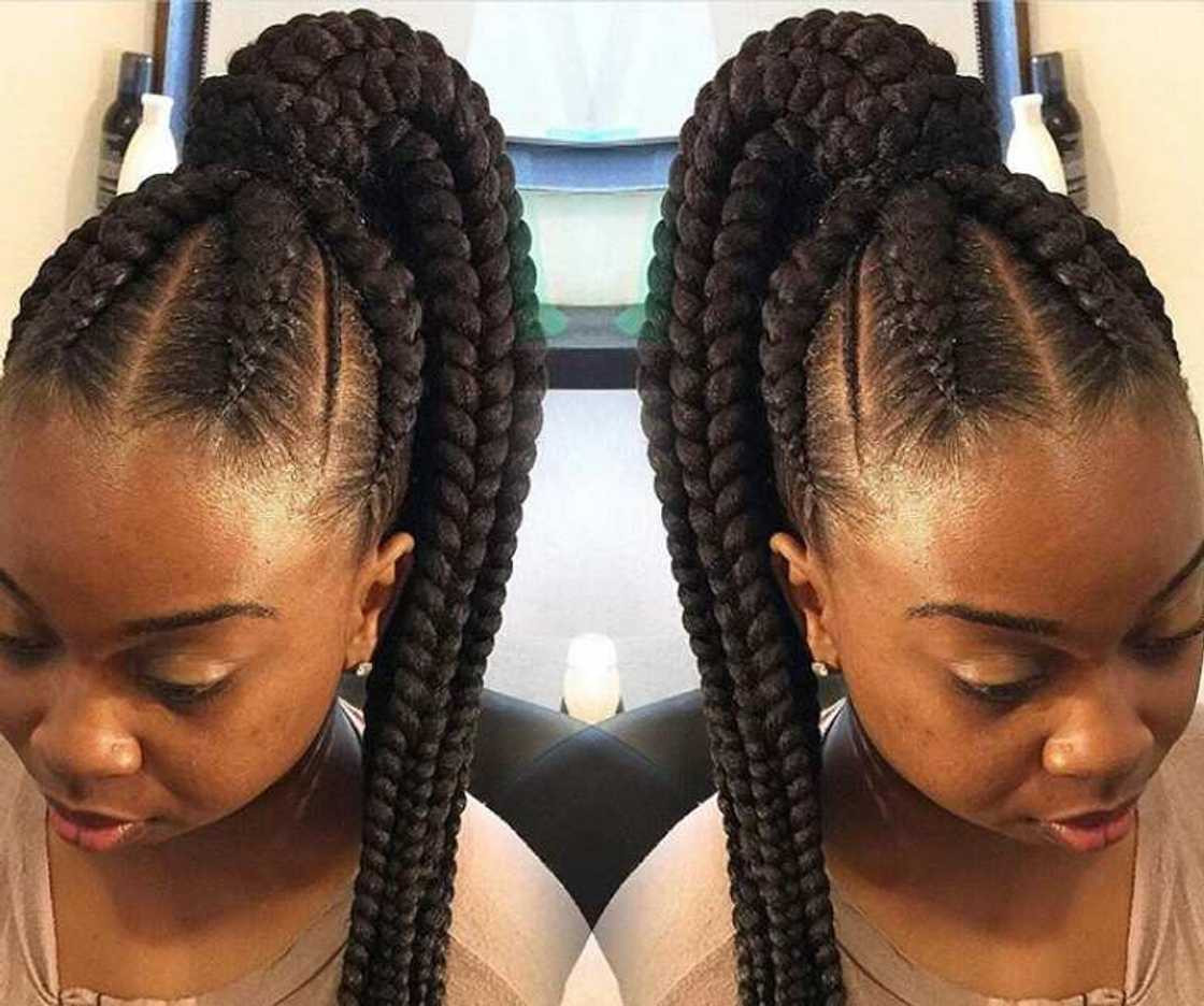 Large Braided Ponytail From Cornrows Large Braided Ponytail From Cornrows — Cornrow Ponytail
