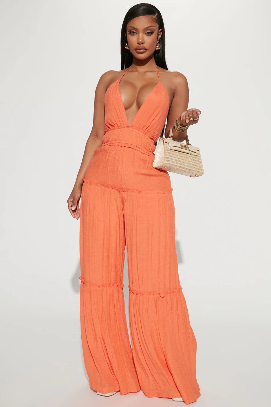 Bright Orange Gauzy Jumpsuit for Vacation Vibes — Fashion Nova Outfits