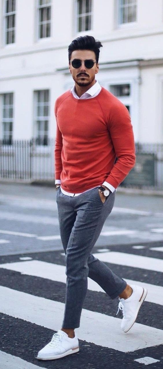 Bold Red Sweater for a Casual Date Night Bold Red Sweater for a Casual Date Night — Mens Date Night Outfits