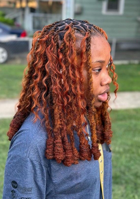 Copper Curls With Visible Roots — Invisible Locs