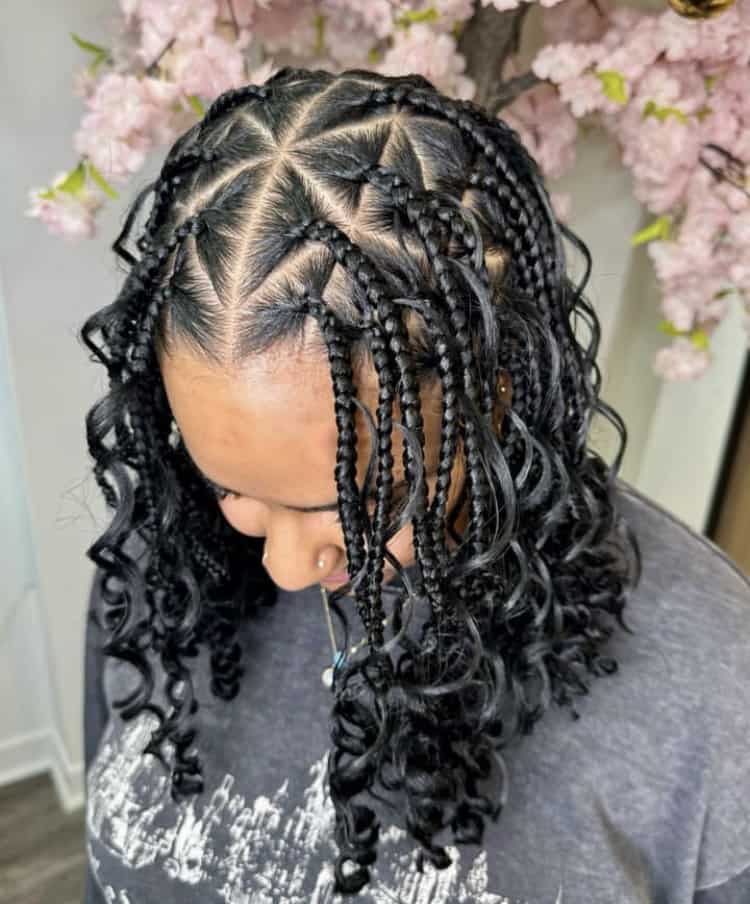 Geometric Parting Knotless Braids — Small Knotless Braids