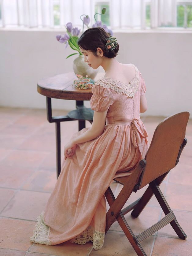 Rosewood Vintage Garden Lace Dress - Light Pink(Pre-Sale 7days) / S