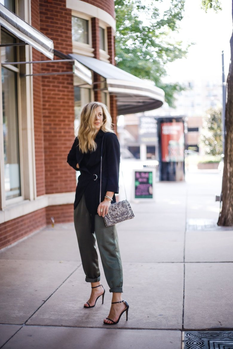 Asymmetrical Wrap Top with Tapered Pants — Dallas Outfits