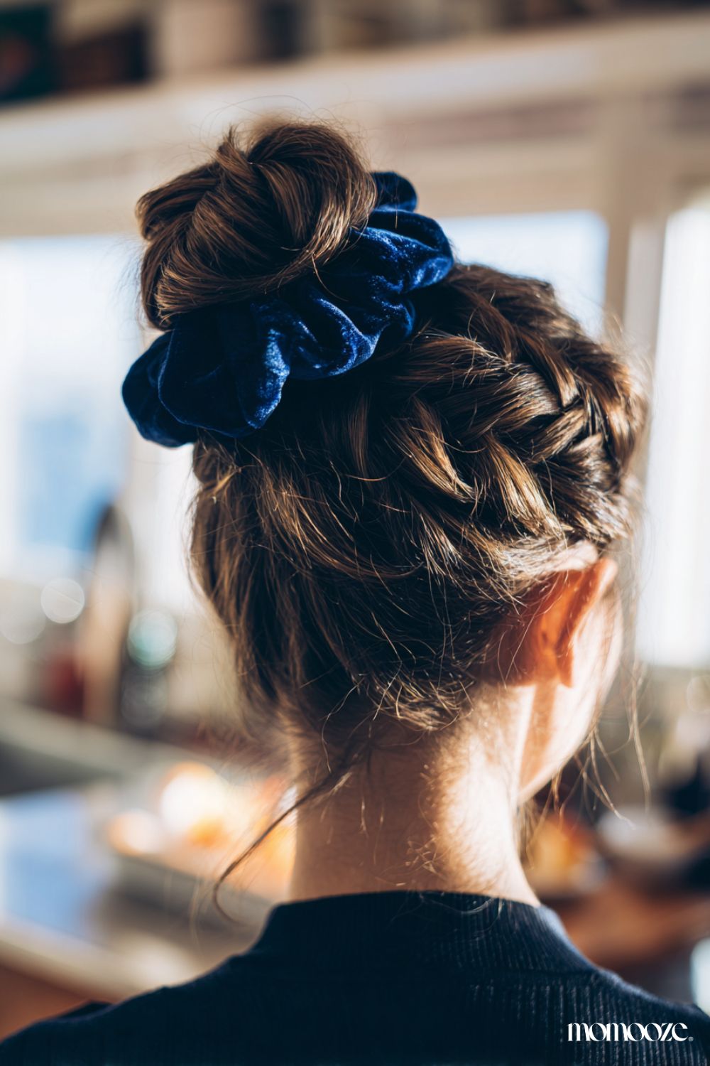 Bun With Underlying Braid And Scrunchie — Picture Day Hairstyles