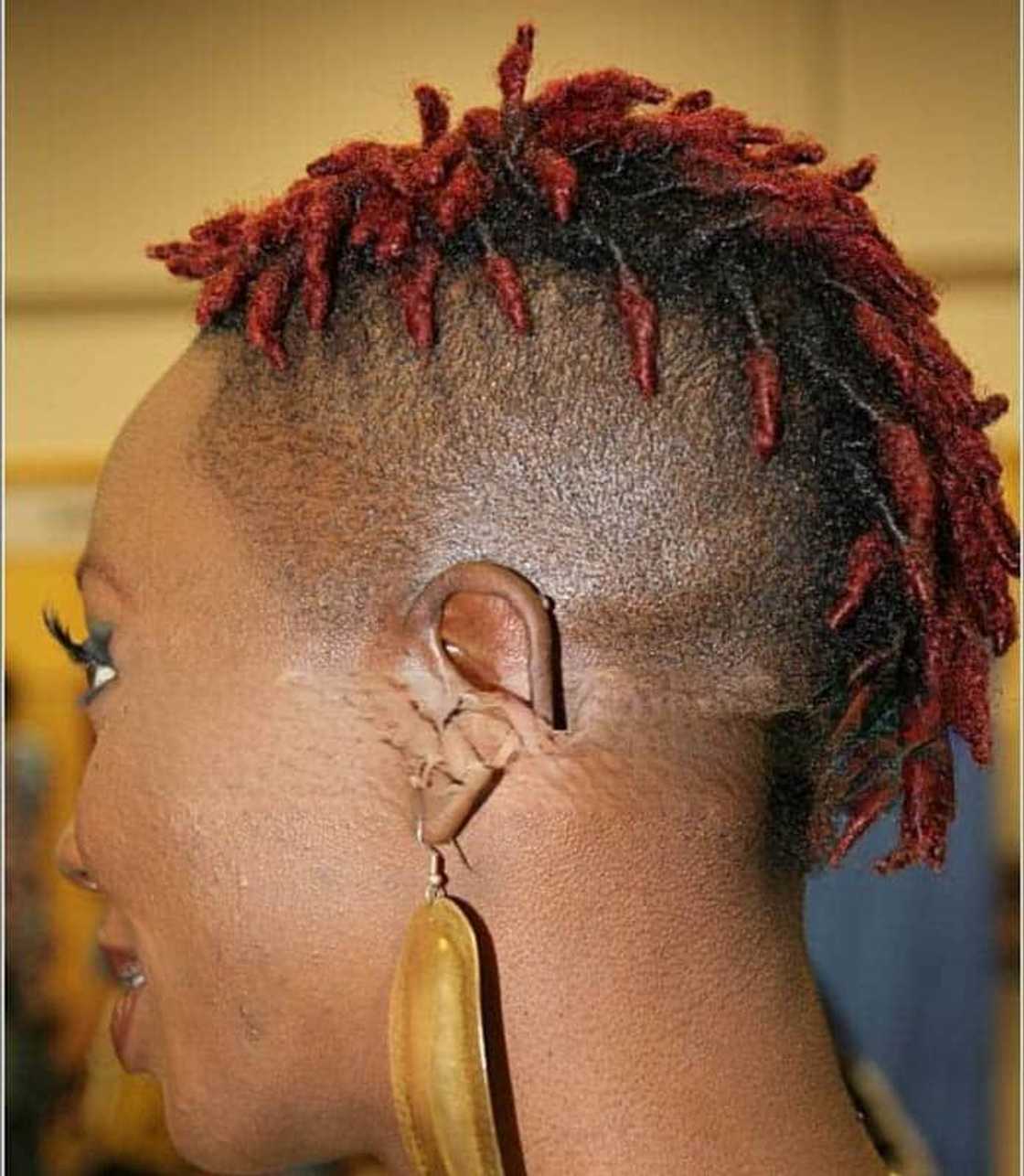 Red Mohawk Locs With Undercut Red Mohawk Locs With Undercut — Short Loc Styles