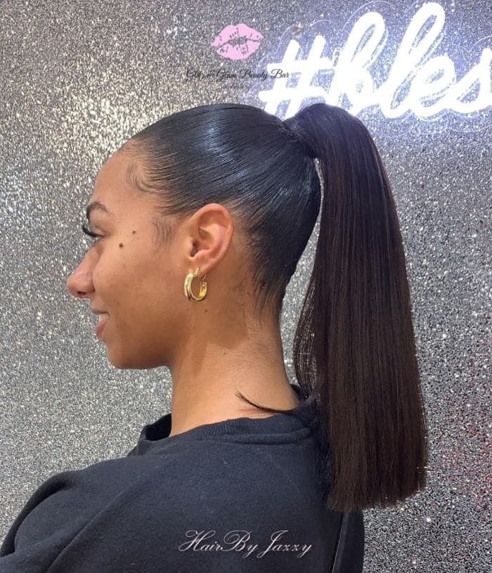 Sleek Dark Brown Ponytail Sleek Dark Brown Ponytail — Weave Ponytail