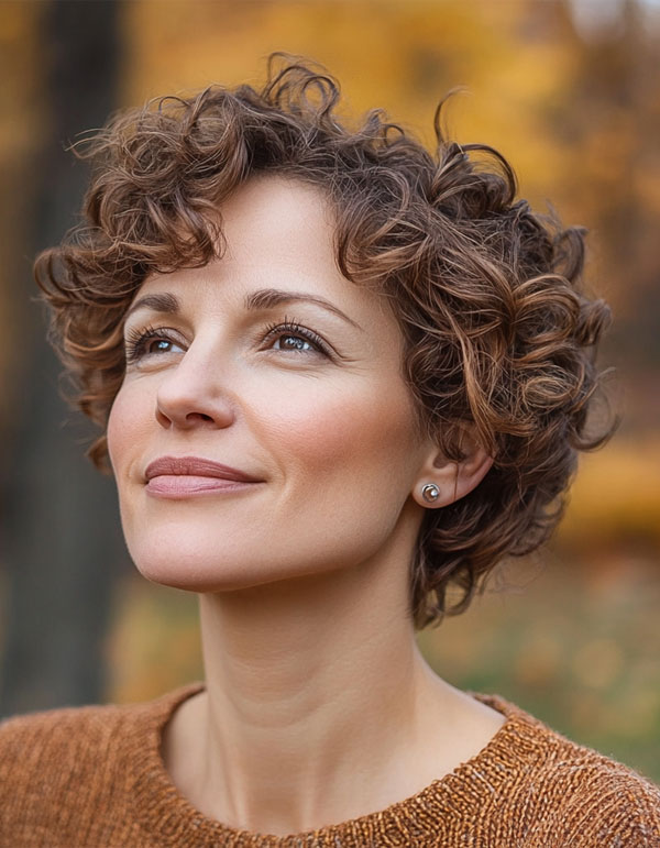 Natural Brown Curly Pixie Natural Brown Curly Pixie — Pixie Cut for Women Over 50