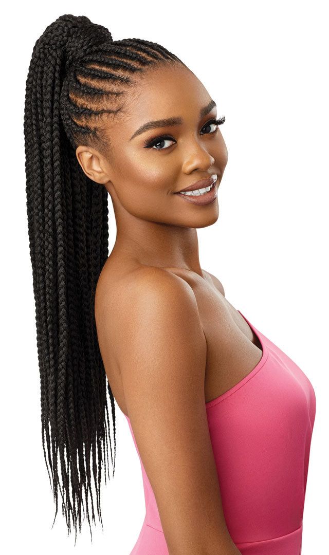 Braided Black Ponytail Loose Ends — Wrap Around Ponytail