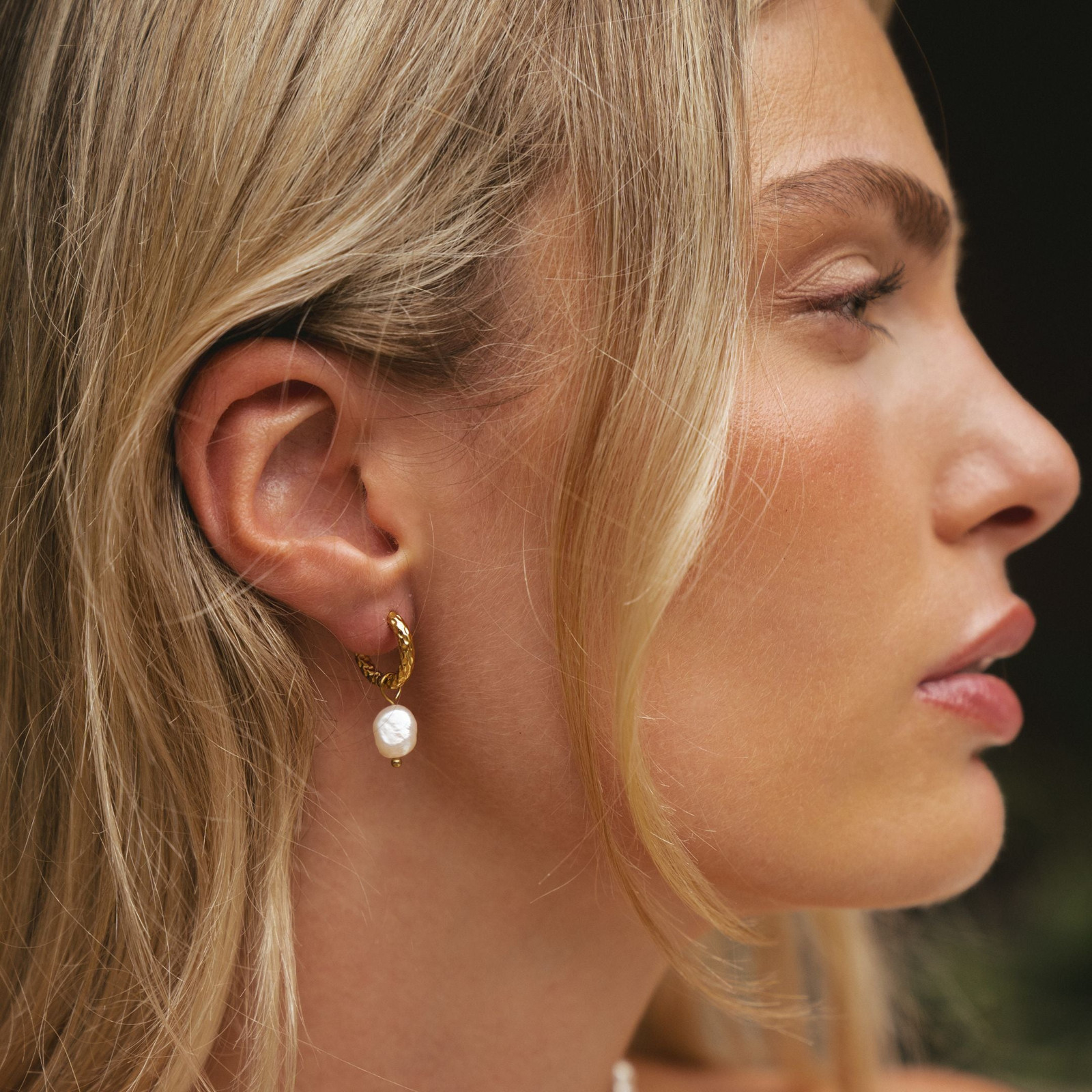 Delicate Pearl Drop on Gold Hoop for Subtle Elegance Delicate Pearl Drop on Gold Hoop for Subtle Elegance — Pearl Earrings Outfits
