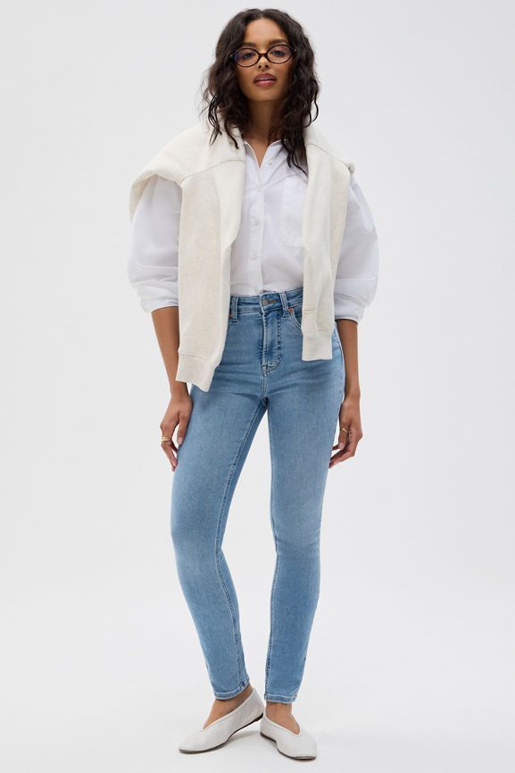 Light Wash Skinny Jeans with Draped Sweater Light Wash Skinny Jeans with Draped Sweater