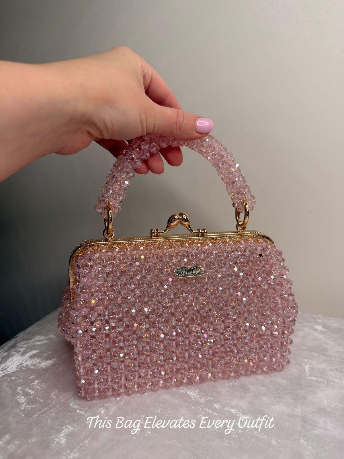 Sparkling Pink Crystal Top-Handle Bag Sparkling Pink Crystal Top-Handle Bag — Wedding Guest Bags