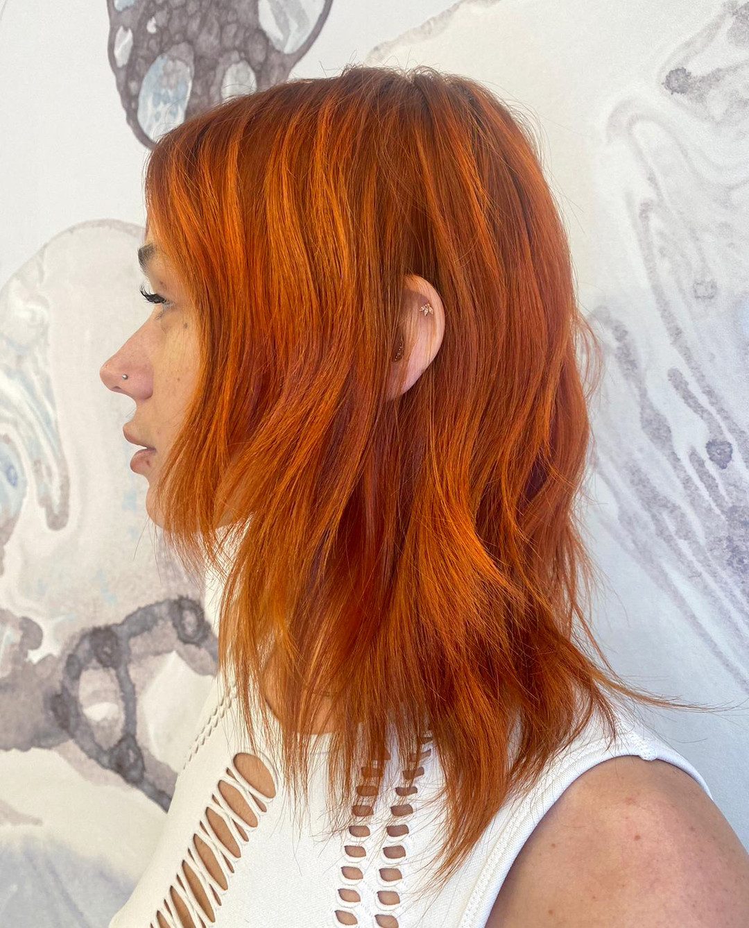 Bright Copper Shag With Piecey Bangs — Copper Hair