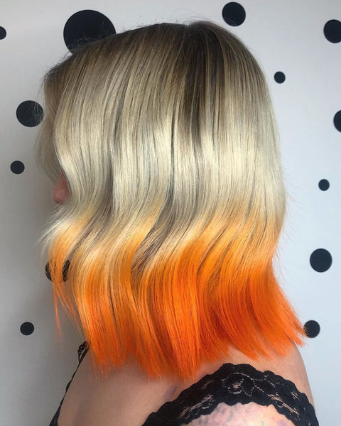 Blonde Bob With Orange Ends — Sunset Hair