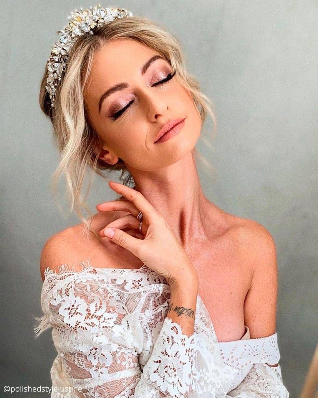 Soft Curls Collarbone Length with Tiara — Wedding Hairstyles with Tiara