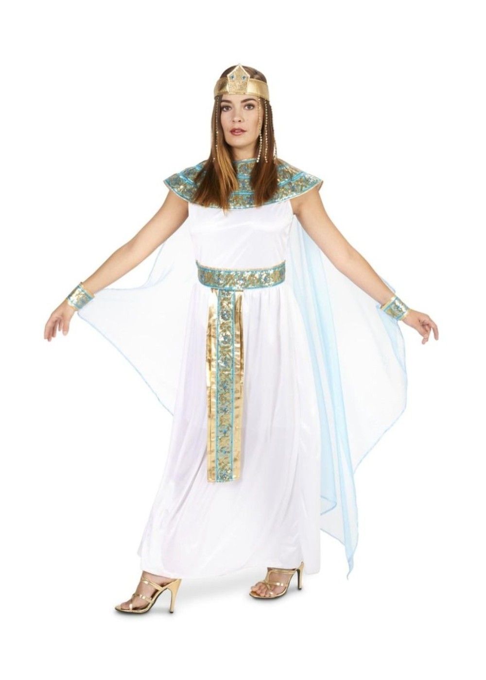 Egyptian Pharaoh Queen Costume with Gold and Blue Trim Egyptian Pharaoh Queen Costume with Gold and Blue Trim — Egypt Outfits