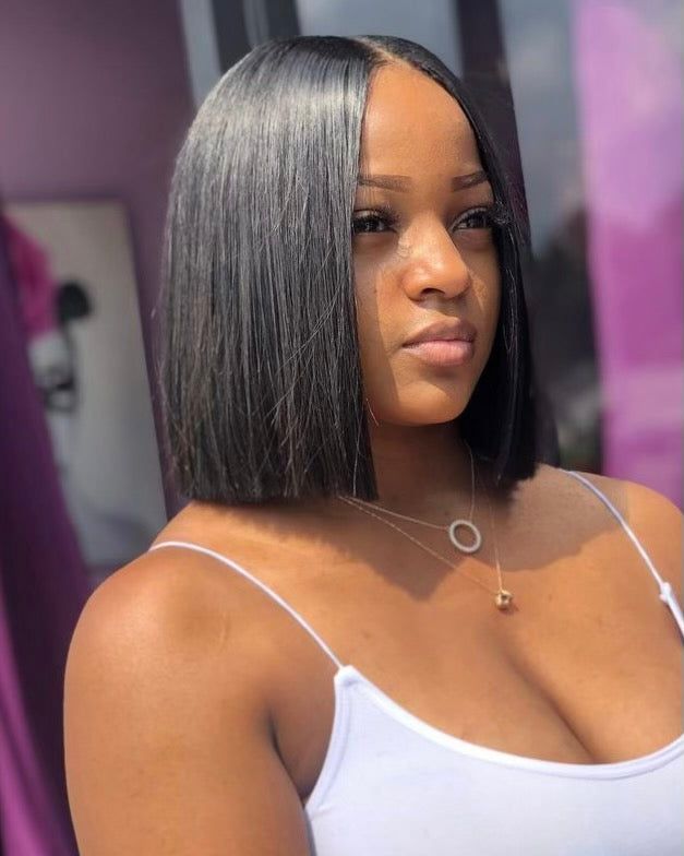 Sleek Chin Bob No Bangs Sleek Chin Bob No Bangs — Quick Weave Bob