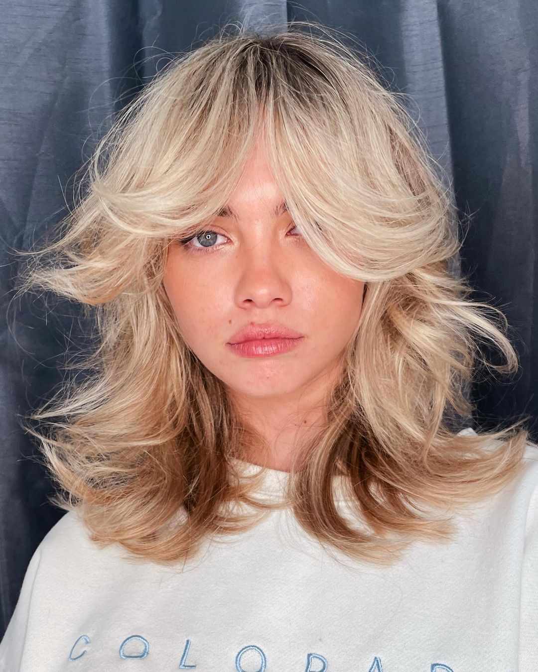 Voluminous Platinum Shag With Curtain Bangs Voluminous Platinum Shag With Curtain Bangs — Cute Hairstyles